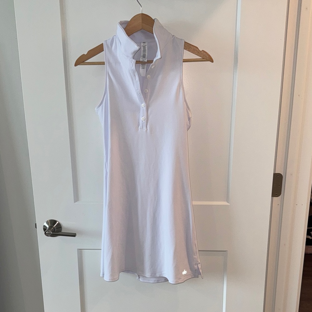 Alo Tennis Dress Sleeveless White Collared Dress